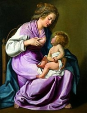 Artemisia Gentileschi / Артемизия Джентилески (1593-1653) - La Vergine allatta il Bambino / Богородица, кормящая младенца (около 1616-1618)