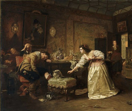 Marcus Stone RA    Stealing the keys circa 1866    oil on canvas    107.8 x 152.6 cm stretcher; 142 x 188.5 x 10 cm frame    Art Gallery of New South Wales    Purchased 1890    Photo: AGNSW