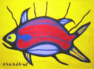 Norval Morrisseau - Mother Fish - 18x24 - 22316